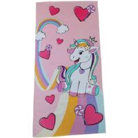 hermet Unicorno, Telo Mare Bambina, 70x140 cm, Asciugamano da Spiaggia o Piscina con Disegni di Unicorni, 100% Morbido Cotone, Leggero e Pratico