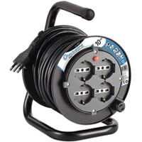Prolunga Elettrica 25m Con Avvolgitore - 4 Prese E Adattatore Industriale Per Esterno