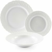 Excelsa Elisa Rococò Servizio Piatti 18 Pezzi, Porcellana, Bianco