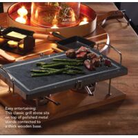 Griglia In Pietra Per Tavolo | Hot Stone Grill 41x22x15 Cm | Marmo E Legno
