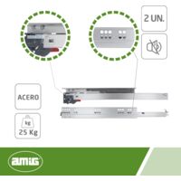 Guide Scorrevoli Per Cassetti AMIG - Set 2 Pezzi, Acciaio Zincato, Estrazione Totale, 700mm - Foto 5