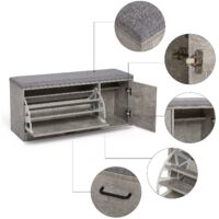 Scarpiera Con Seduta Mondeer | In Legno Con Cuscino Grigio - 100x30x46 Cm Per Ingresso O Corridoio - Foto 8