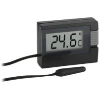 TFA Dostmann Termometro Digitale con sensore di Temperatura Impermeabile, Piccolo, Nero