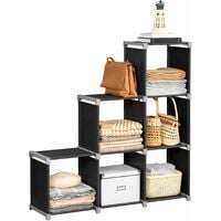 SONGMICS Scaffale portaoggetti a 6 cubi, libreria, organizer per scale,  soggiorno, camera dei bambini, bagno, per giocattoli e necessità  quotidiane, divisorio, LSN63H, nero, cubetti