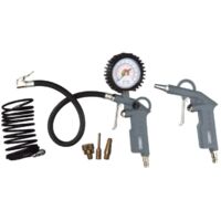 ABAC Kit Accessori per Compressore 6 Pezzi G-813, Inclusi Gonfiagomme con Manometro, Pistola di Soffiaggio, Tubo a Spirale 5 m, 3 Punte di Gonfiaggio, Pressione Max 8 Bar