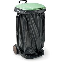 G.F. SRL Carrello Portasacco RECO, in PLASTICA RICICLATA, per Foglie, Raccolta Differenziata, con Coperchio, Ruote, Made in Italy