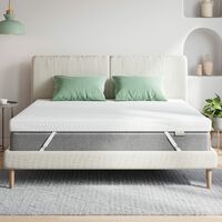 Novilla Topper 150x200, Topper Matrimoniale Materasso Memory Foam 5cm,Topper Tessuti Ottima Traspirabilità con 4 Angoli Elastici Rivestimento, Rigidità Media Traspirante Bianco