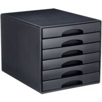Leitz Plus Cassettiera a 6 Cassetti, Organizer per Riporre Documenti, Cataloghi e Riviste in Formato A4, Adatta per Casa e Ufficio, Nero, 52120095