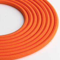 Klartext - Cavo tessile tondo LUMIÈRE per illuminazione, 3x0,75mm, Arancio, 3mt.Attenzione: cavo terra incluso Massima sicurezza anti scossa