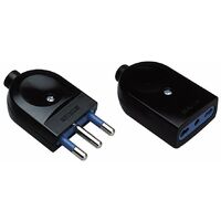 POLY POOL - PP0443.1S Kit Coppia Presa Bivalente e Spina Standard Italiano 16A - Set Spina/Presa Volanti Nere - Presa Bipasso Adattabile Ad Ogni Spina Standard Italiano - Spina/Presa per Casa e Lavoro