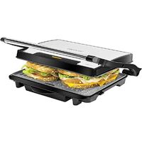 Piastra Grill Elettrica, con Gambe d'Appoggio, Portatile Rettangolare Nera  38x22