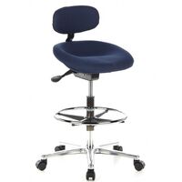 HJH Office 608310 Sedia da Ufficio Alta Work MF Tessuto, Sgabello Girevole, con Poggiapiedi e Rotelle, Regolabile in Altezza, Blu