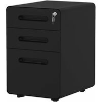 YITAHOME Armadietto Per Documenti A 3 Cassetti In Metallo Con Serratura, Completamente Assemblato, Nero, Large
