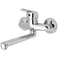EM Miscelatore Rubinetto a Muro Serie Tapy Monocomando Acqua Calda Fredda Cromo Lucido Lavandino Cucina Lavatoio