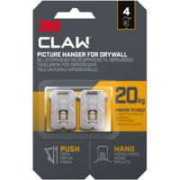 3M Claw Ganci da parete per appendere quadri in cartongesso, 4 ganci, portata fino a 20 kg, ideali per oggetti pesanti