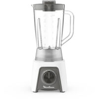 Moulinex Blendeo + Frullatore Elettrico, 450 W, 1.5 L, Tritatutto con 2 Velocità, Funzione Pulse e Tritaghiaccio, Blender Frullato, Etichetta Duraforce e Tappo Dosatore, Bianco, LM2C01
