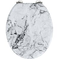 Wenko Sedile WC Onyx - Sedile WC con fissaggio in acciaio inox resistente contro la ruggine, MDF, 34.5 x 41 cm, Bianco