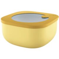 Guzzini Store&More Kitchen Active Design Contenitori Ermetici Bassi per Frigo/Freezer/ Microonde (M), 16 x 16 x 7.8 cm, Giallo (Ochre)
