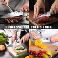 SHAN ZU Coltello da Cucina 20cm, Coltelli da Chef Professionale, Coltello  da Cuoco Lama Acciaio Inossidabile Tedesco da 8'', Manico Ergonomico in  Legno, Adatto per Tagliare Verdure, Carne e Frutta