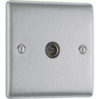 BG Electrical Presa coassiale singola NBS60-01, acciaio spazzolato