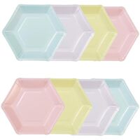 Talking Tables Pack of 8 (26cm) Large Hexagon Shaped Pastel Paper Plates Disposable Party Tableware for Kids Birthday Valentine's Day