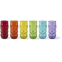 Excelsa Tiki Set 6 Bicchieri Multicolor Long Drink 550 ml, Vetro