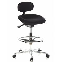 HJH Office 608300 Sedia da Ufficio alta WORK MF Tessuto, Sgabello Girevole, con Poggiapiedi e Rotelle, Regolabile in Altezza, Nero