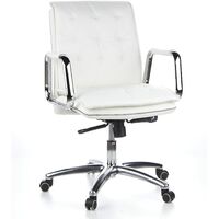 HJH Office 600932 Poltrona Girevole Villa 10 Pelle, Sedia da Ufficio con Braccioli, Comoda, Regolabile in Altezza, Bianco Crema