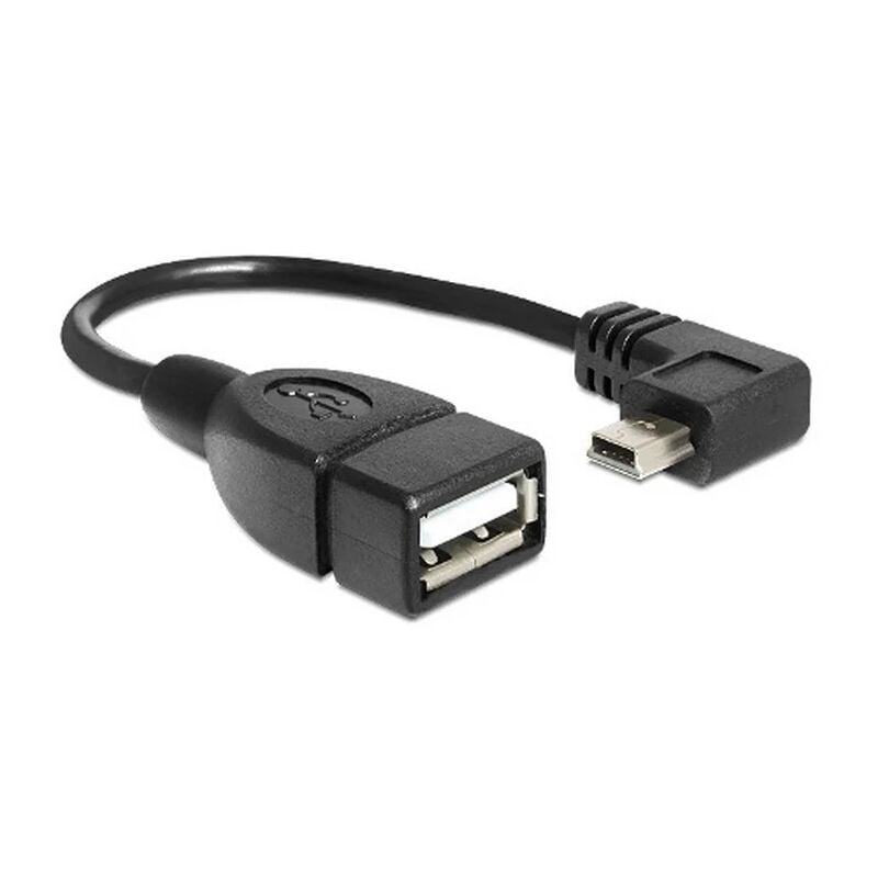 Cable USB 2.0 otg acodado mini B/M-A/H 0.15 M Negro