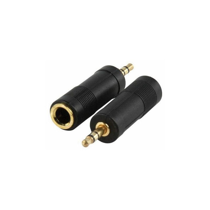 Adaptador audio estereo JACK 6.35/H-JACK 3.5/M DORADO Negro