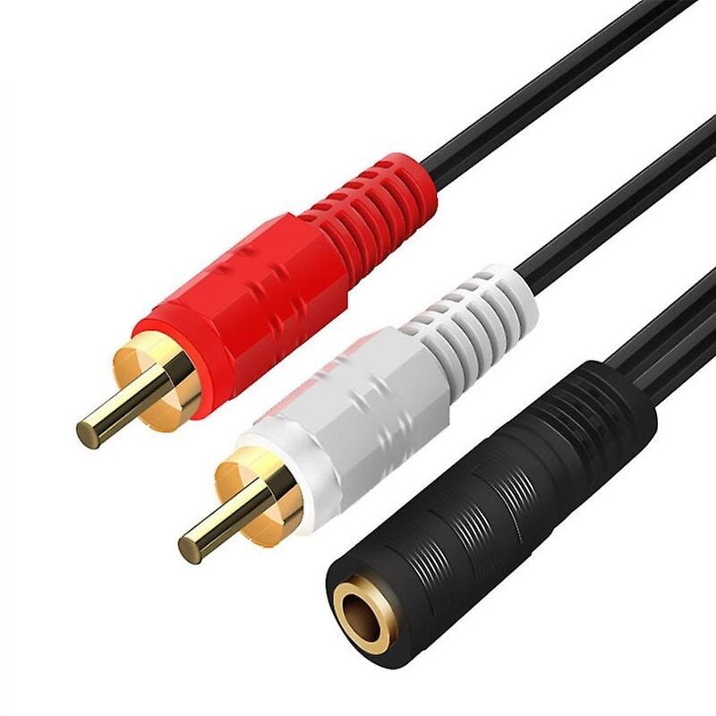 Cable de audio estereo 2xRCA/M-JACK 3.5mm/H 0.25 M Negro