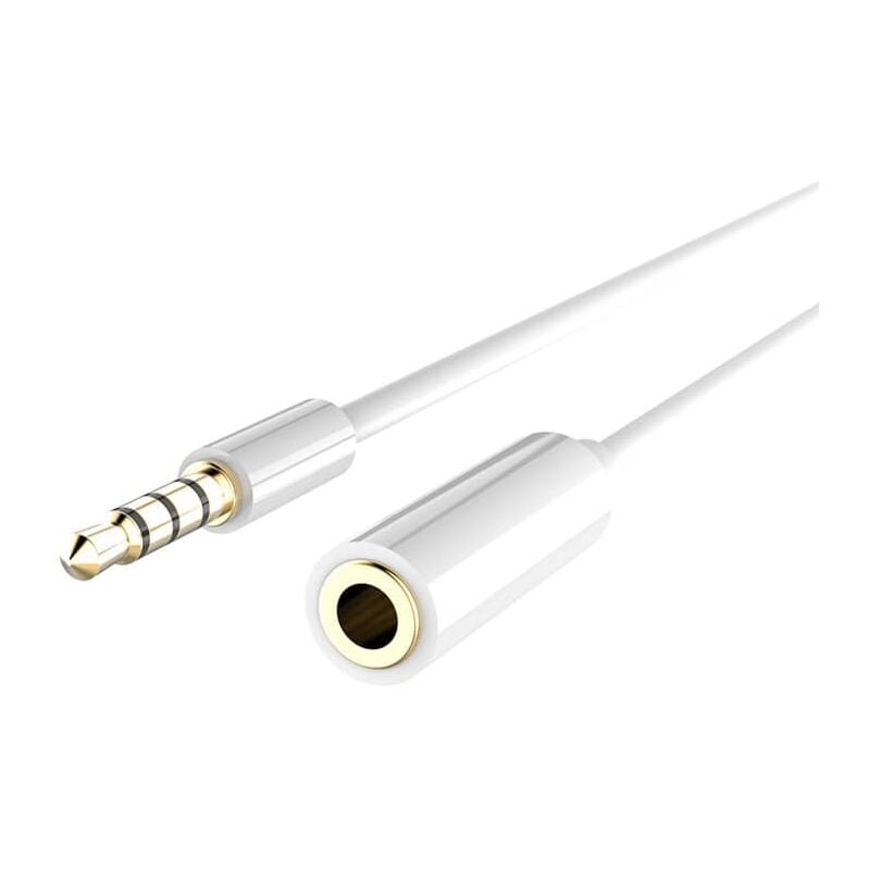 Cable de audio estereo jack 3.5 macho-macho 4 pin 1 M Blanco