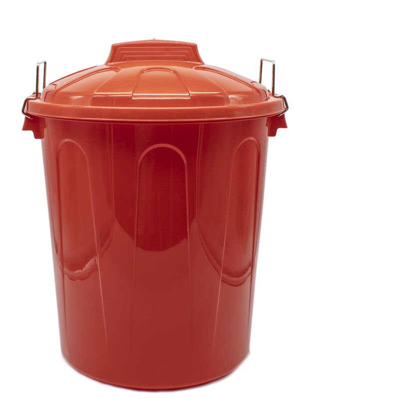 Cubo Basura de plástico con Tapadera, Cubo almacenaje y reciclar, 50  litros (Rojo)