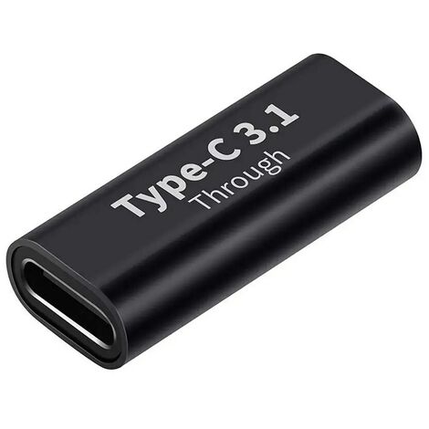 Adaptador empalme USB C 3.1 hembra Metalico  Negro (1/5)