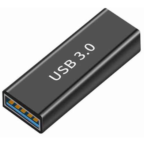 Adaptador empalme usb 3.0 tipo A hembra Metalico  Negro (1/4)