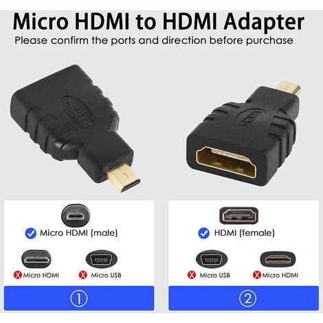 Adaptador HDMI a Micro HDMI, A Hembra-HDMI D/Macho, negro para