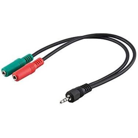 Cable divisor para auriculares y microfono jack 3.5 de 4 pin 0.30 M Negro (1/5)