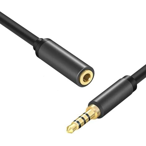 Cable alargador Jack 3.5 mm con microfono 4 pines 5 M Negro