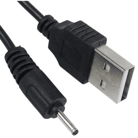 Cable alimentacion USB 2.0 a 2.0 mm x 0.6 mm DC 0.8 M Negro (1/3)