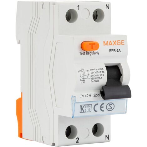 Interruptor diferencial industrial 2P-300mA-Clase AC-6kA  Blanco 40 A