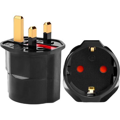 Adaptador de Enchufe de Europeo a Enchufe UK Negro (1/5)