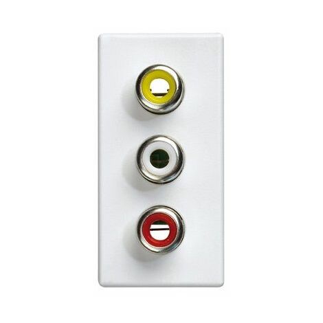 Conector 3x RCA medio elemento Simon 27 Play Blanco