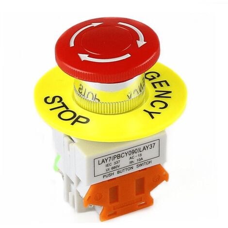Pulsador de parada de emergencia 22mm 660V 10A