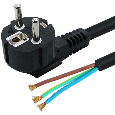 Cable de alimentacion electrico CEE7 macho a bornes 3x1mm 5 M Negro (1/5)