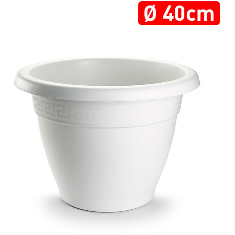 Macetero rendondo de plastico 40 cm Blanco