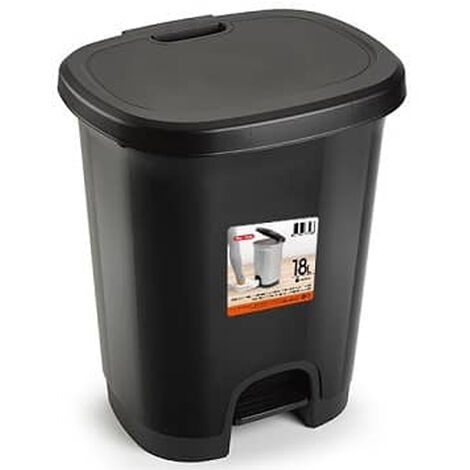 Cubo basura plastico apertura pedal 18 Litros Negro (1/4)