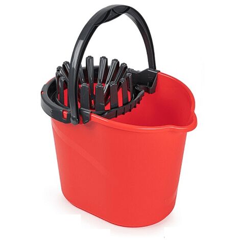Cubo Fregona Escurrefacil menos esfuerzo para escurrir 14 Litros rojo-negro (1/4)