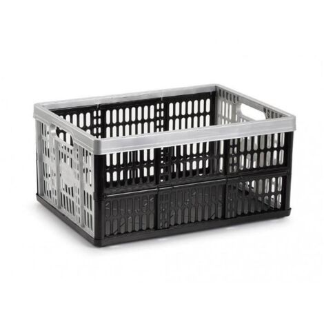 Caja plegable con asas plastico 32 Litros gris-negro