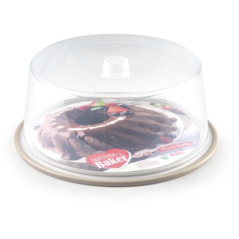 Bandeja pasteles tartera plastico 15 cm altura y diametro 34 cm Beige (1/3)
