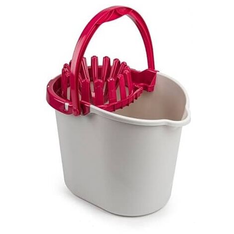 Cubo Fregona Escurrefacil menos esfuerzo para escurrir 14 Litros Rojo-Blanco (1/4)